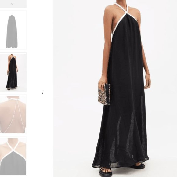 NEW! Zeus + Dione - Athena Linen-blend Sundress - Womens - Black White - Size 44 - Picture 1 of 6